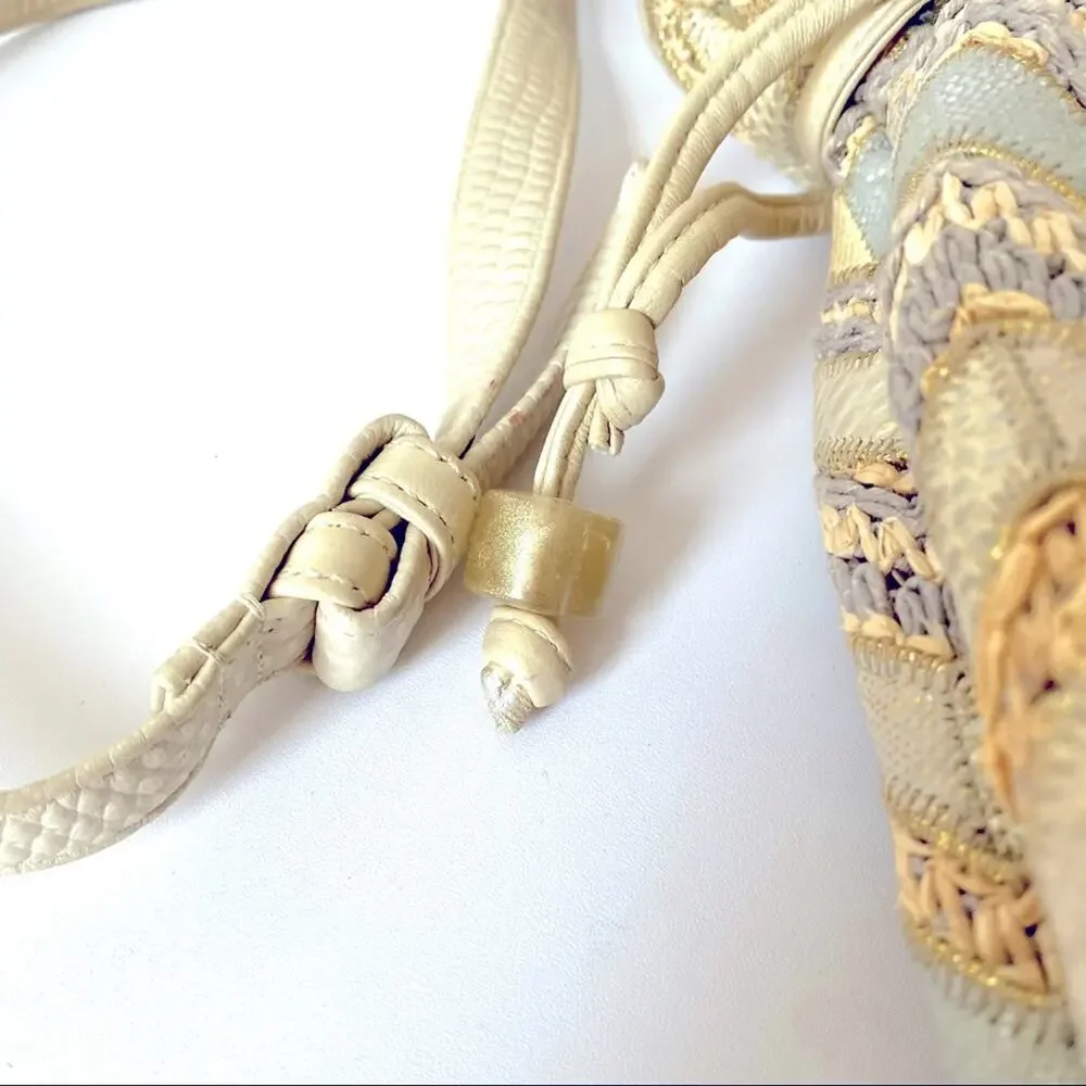Sharif Vintage Chevron Zig Zag Leather Drawstring